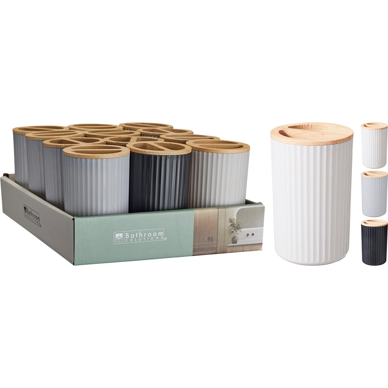 BATHROOM SOLUTIONS TANNBØRSTEHOLDER BAMBUS ASSORTERT