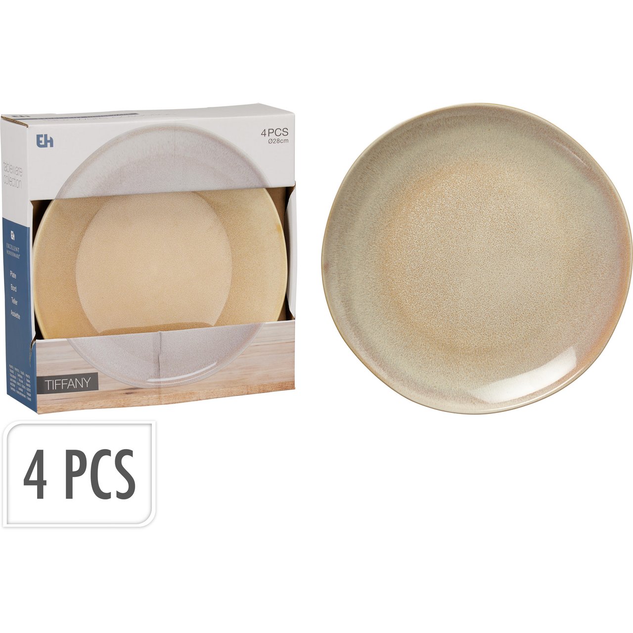 TALLERKEN STENTØY Ø28CM 4STK SAND