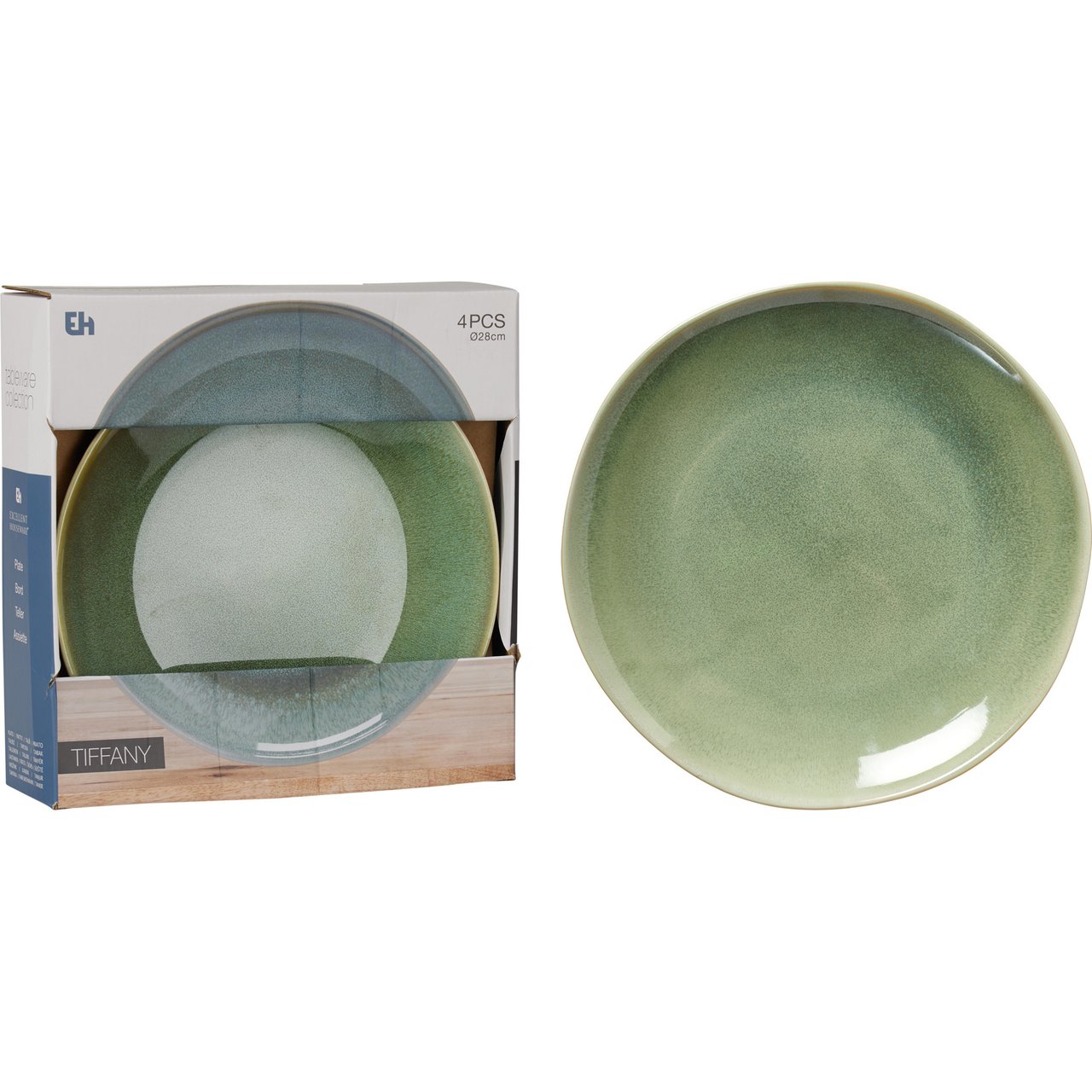 TALLERKEN STENTØY Ø28CM 4STK GRØNN TALLERKEN STENTØY Ø28CM 4STK GRØNN
