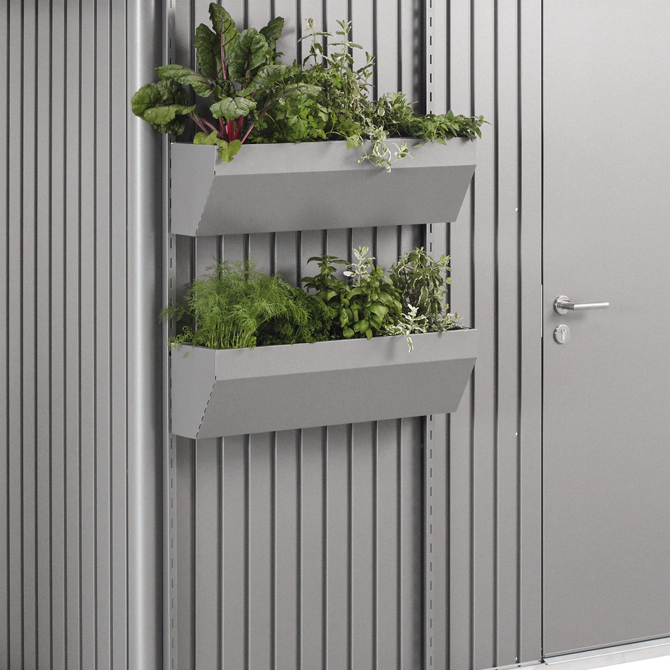 BIOHORT FLORABOARD FOR REDSKAPSBOD AVANTGARDE HIGHLINE, PANORAMA, KVARTSGRÅ METALLIC