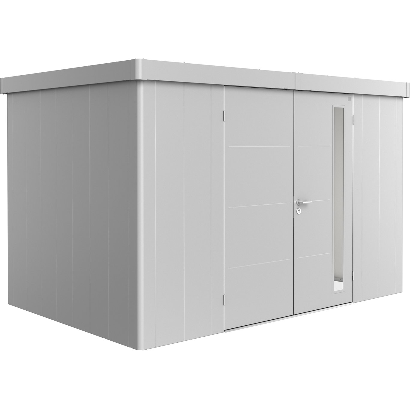 BIOHORT REDSKAPSBOD NEO 2D DOBBELDØR SØLV METALLIC BIOHORT REDSKAPSBOD NEO 2D DOBBELDØR SØLV METALLIC