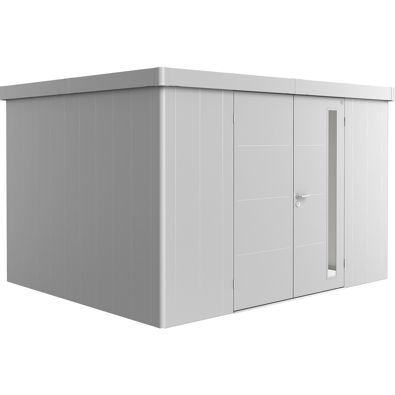 BIOHORT REDSKAPSBOD NEO 3D DOBBELDØR SØLV METALLIC