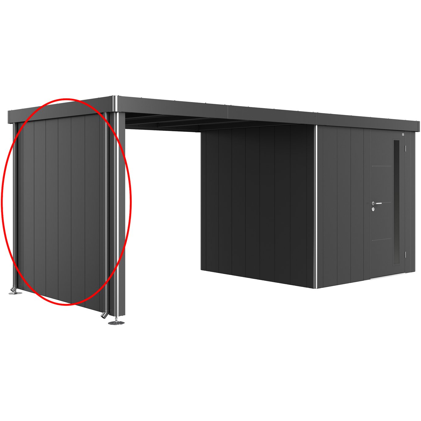 BIOHORT SIDEVEGG FOR REDSKAPSBOD NEO 2A/2B/2C/2D MØRK GRÅ METALLIC