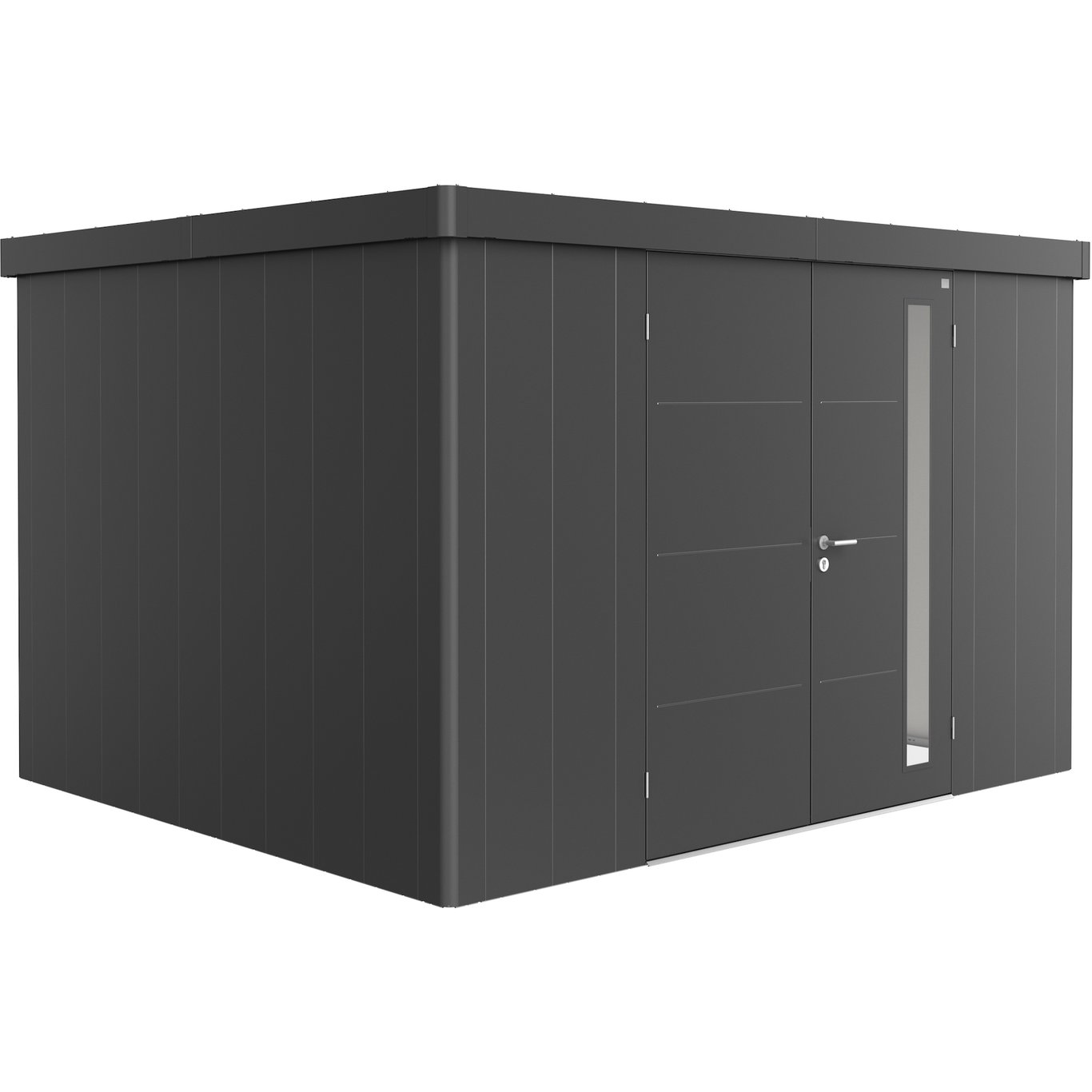 BIOHORT REDSKAPSBOD NEO 3D DOBBELDØRE, MØRK GRÅ METALLIC