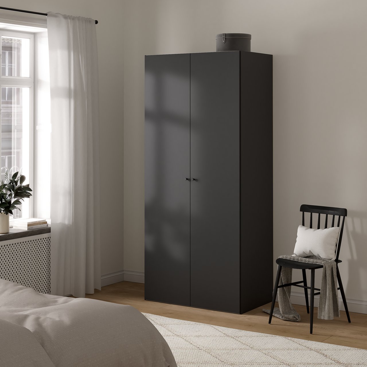 LIND NEST GARDEROBESKAP 100X220X60CM ANTRASITT GRÅ