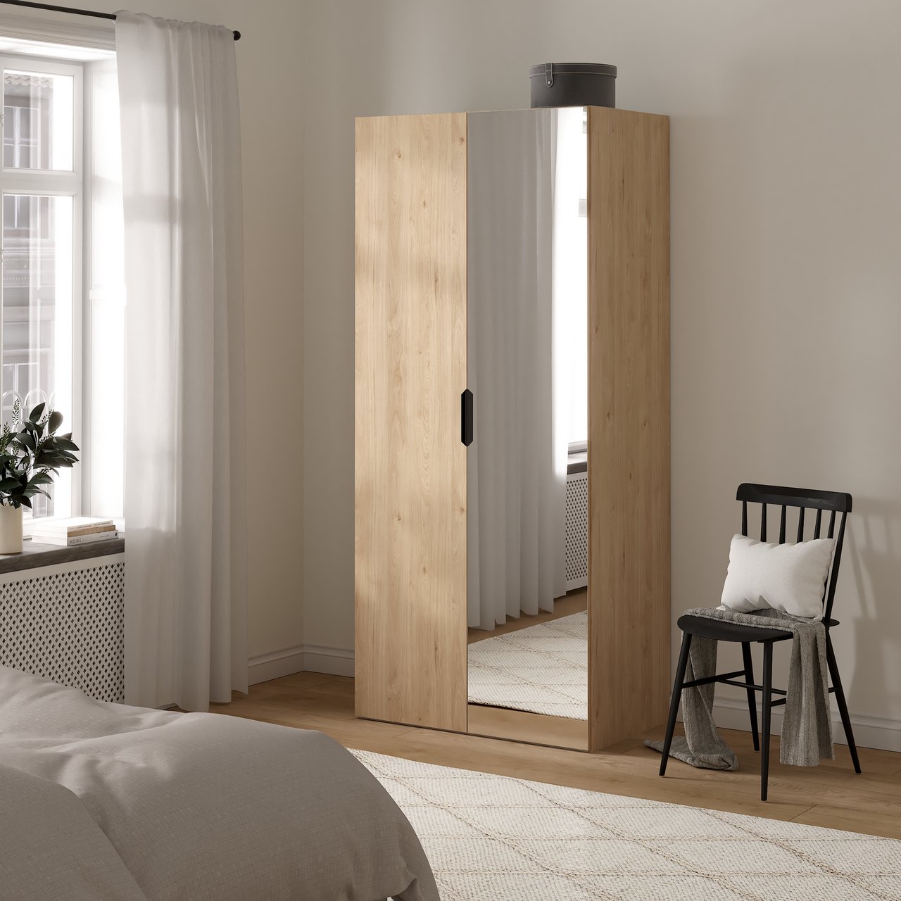 LIND NEST GARDEROBESKAP 100X220X60CM EIK MED SPEIL LIND NEST GARDEROBESKAP 100X220X60CM EIK MED SPEIL