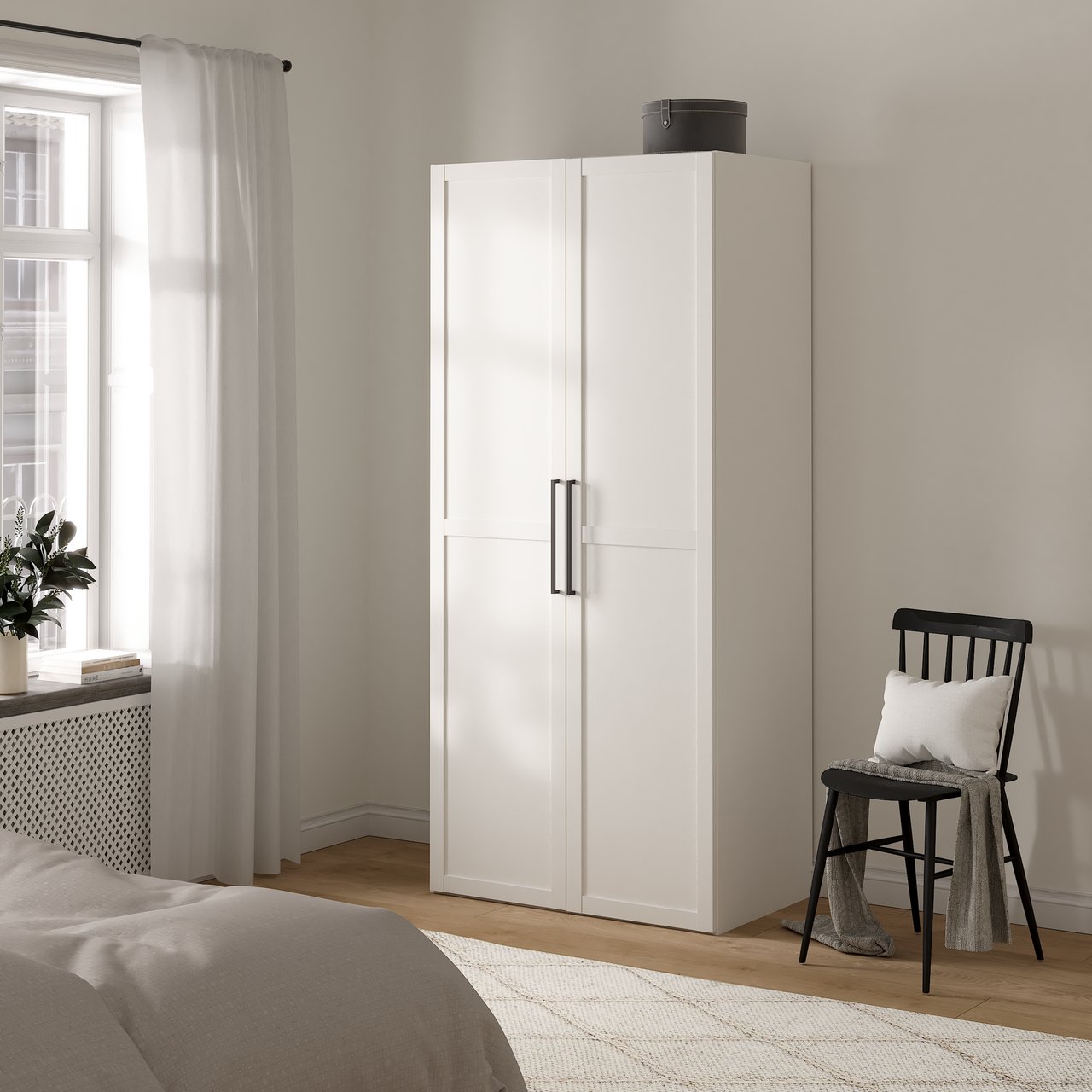 LIND NEST GARDEROBESKAP 100X220X60CM HVIT MED RAMME