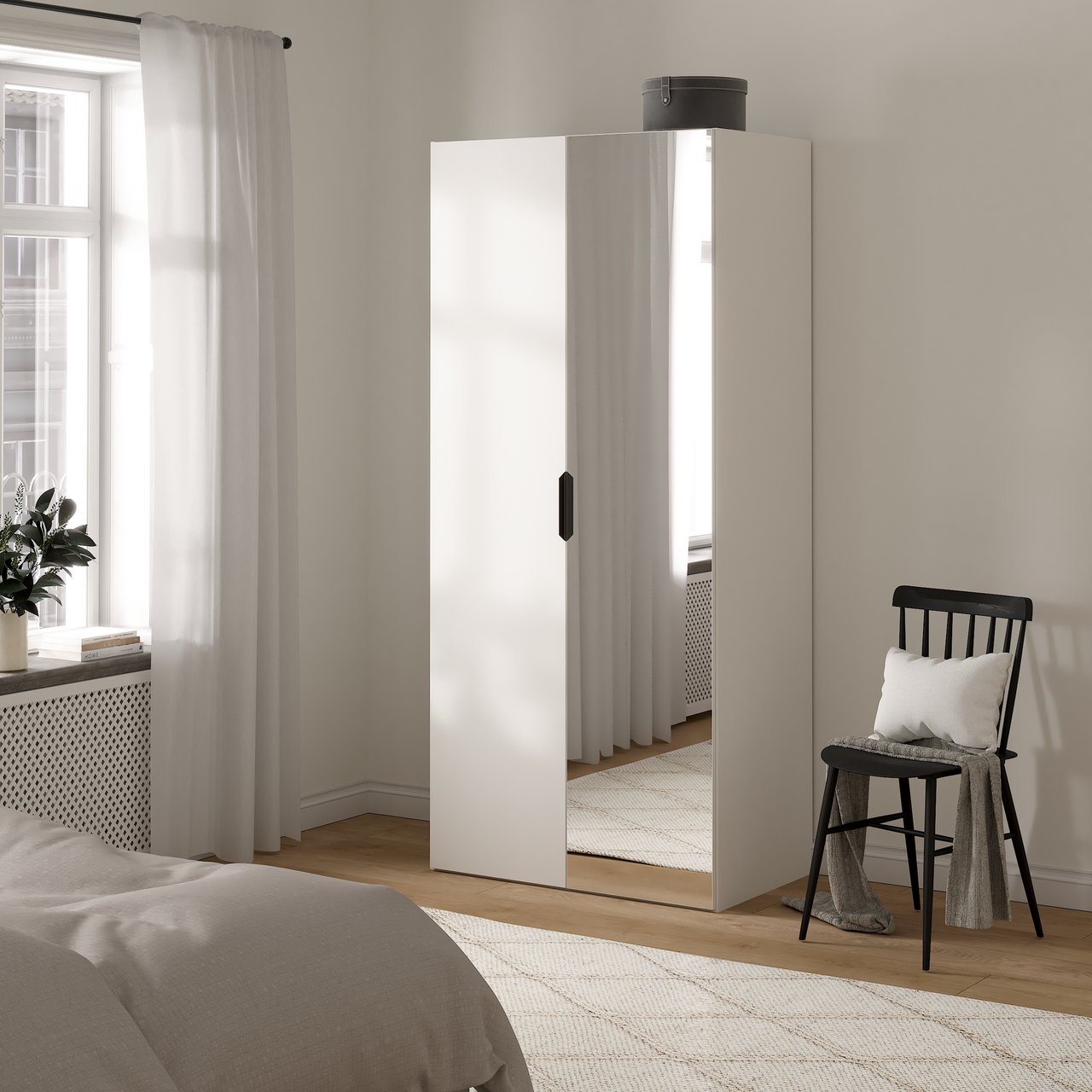 LIND NEST GARDEROBESKAP 100X220X60CM HVIT MED SPEIL