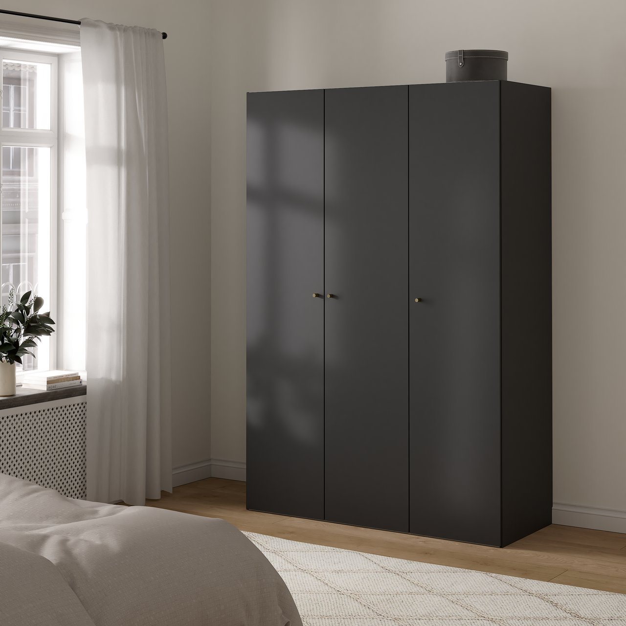 LIND NEST GARDEROBESKAP 150X220X60CM ANTRASITT GRÅ