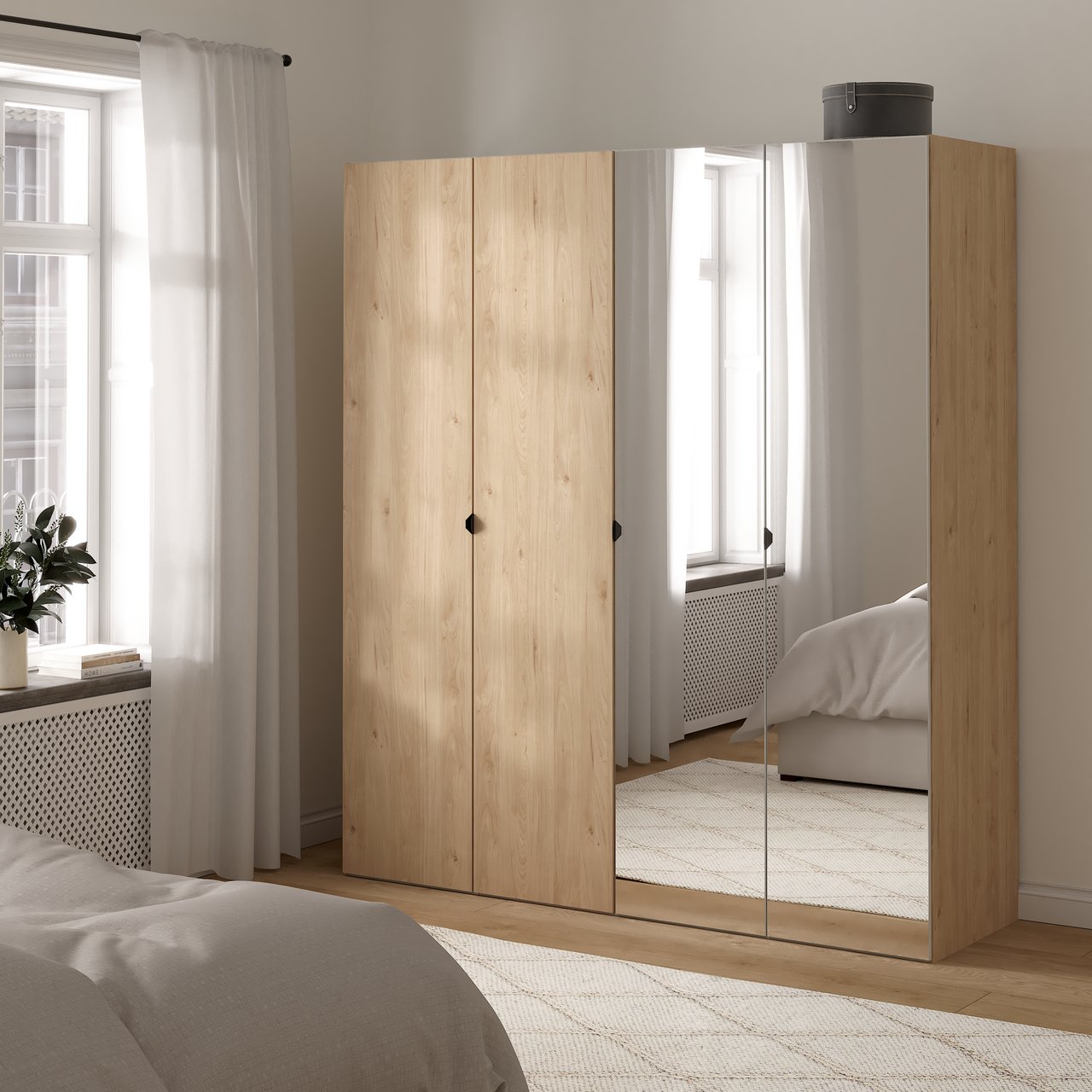 LIND NEST GARDEROBESKAP 200X220X60CM EIK MED SPEIL