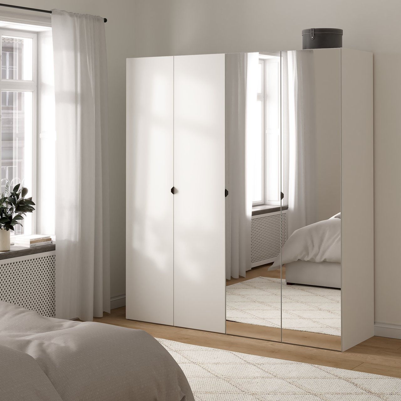 LIND NEST GARDEROBESKAP 200X220X60CM HVIT MED SPEIL