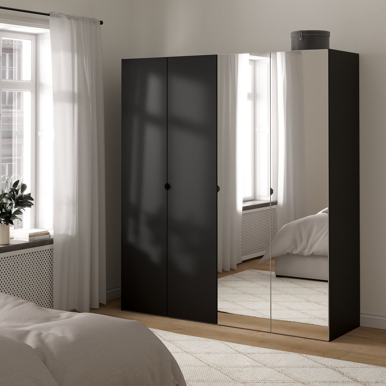 LIND NEST GARDEROBESKAP 200X220X60CM SORT MED SPEIL LIND NEST GARDEROBESKAP 200X220X60CM SORT MED SPEIL