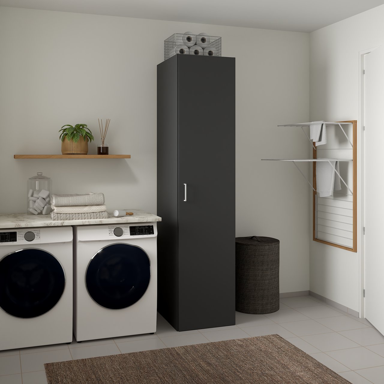 LIND NEST GARDEROBESKAP 50X220X60CM ANTRASITT GRÅ