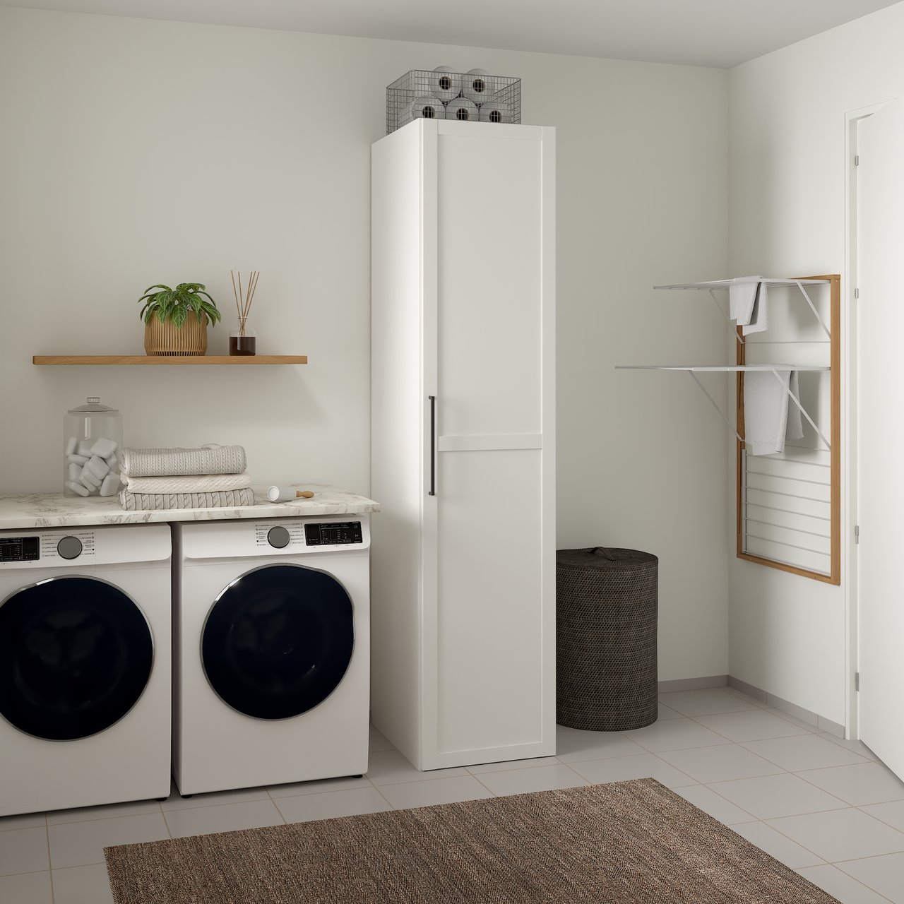 LIND NEST GARDEROBESKAP 50X220X60CM HVIT MED RAMME