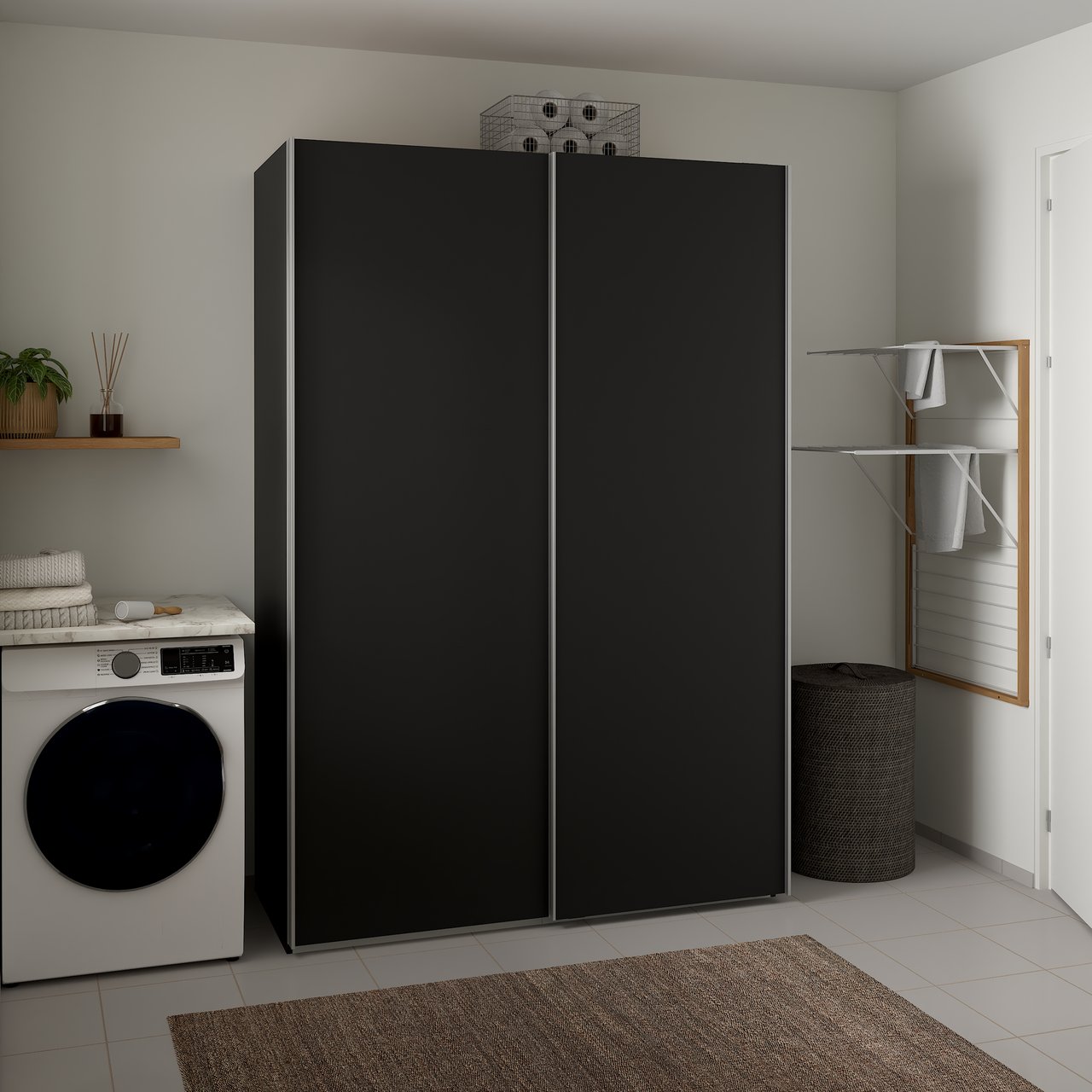 LIND NEST SKYVEDØRSGARDEROBE 150X220X67CM SORT LIND NEST SKYVEDØRSGARDEROBE 150X220X67CM SORT