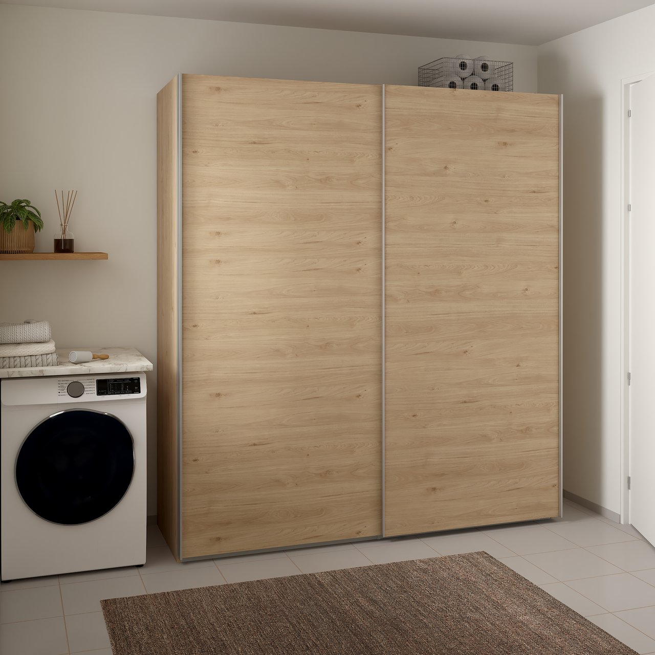 LIND NEST SKYVEDØRSGARDEROBE 200X220X67CM EIK