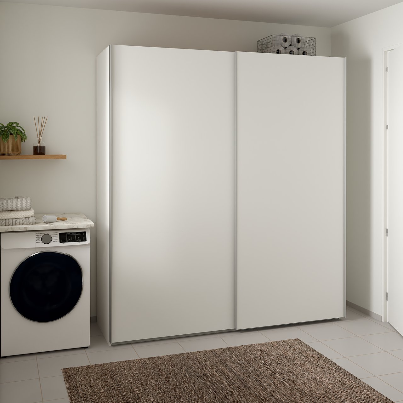 LIND NEST SKYVEDØRSGARDEROBE 200X220X67CM HVIT