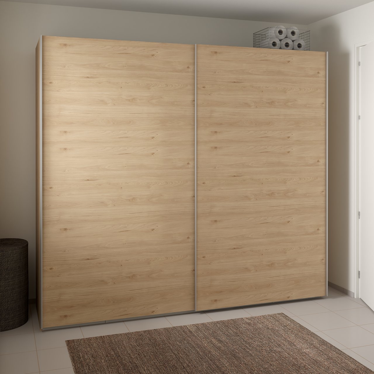 LIND NEST SKYVEDØRSGARDEROBE 250X220X67CM EIK