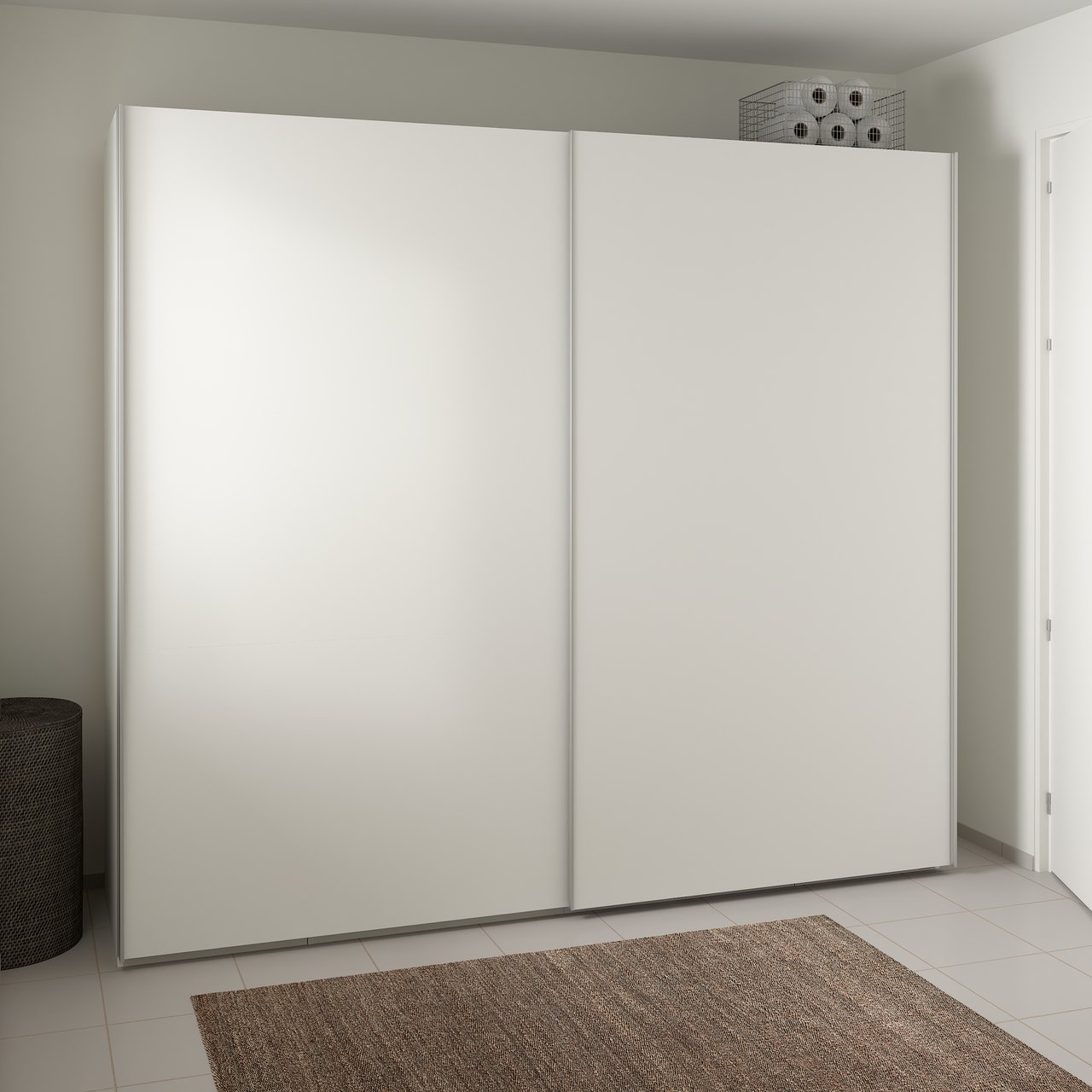 LIND NEST SKYVEDØRSGARDEROBE 250X220X67CM HVIT