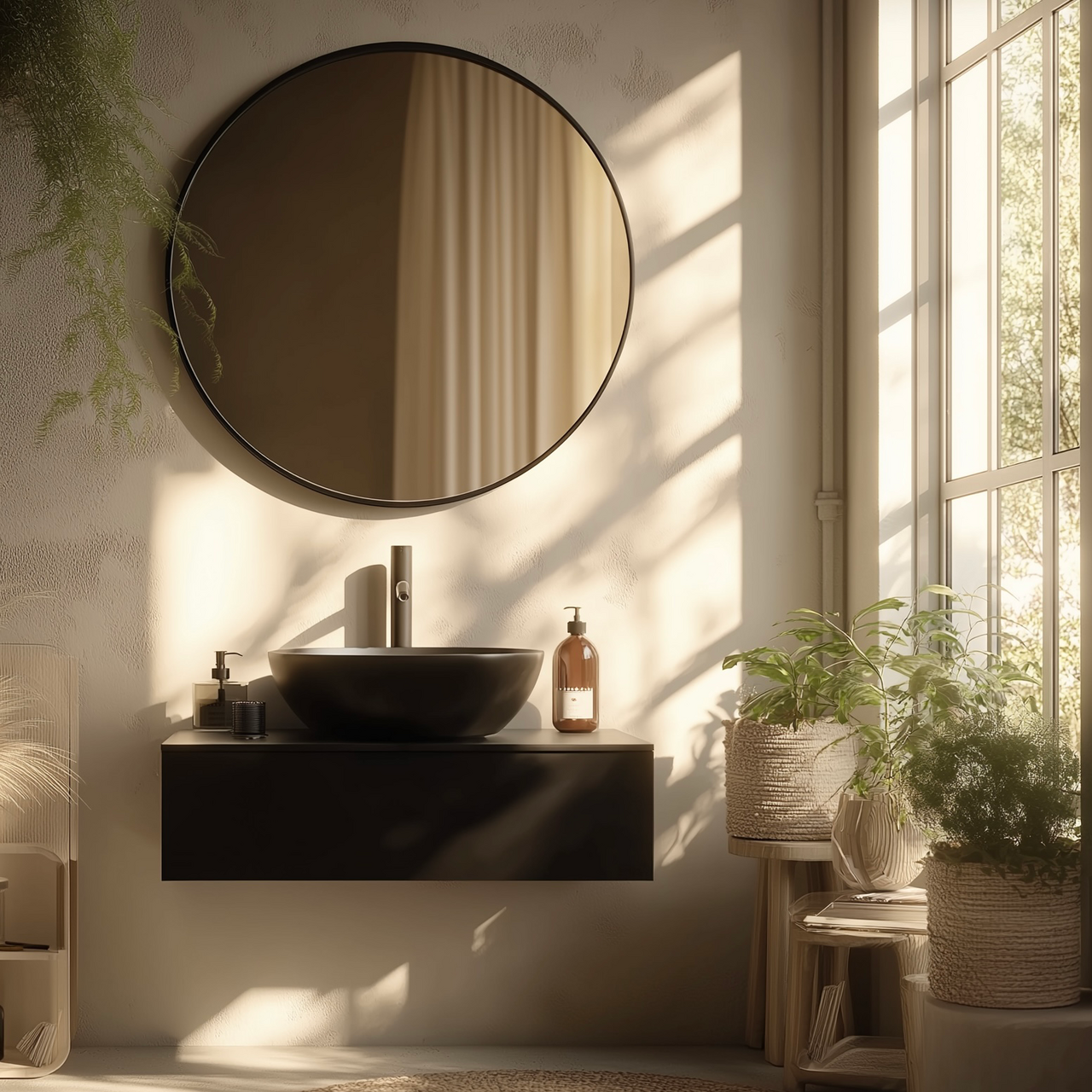 LIND STEEL SPEILSKAP RUND 60 SORT