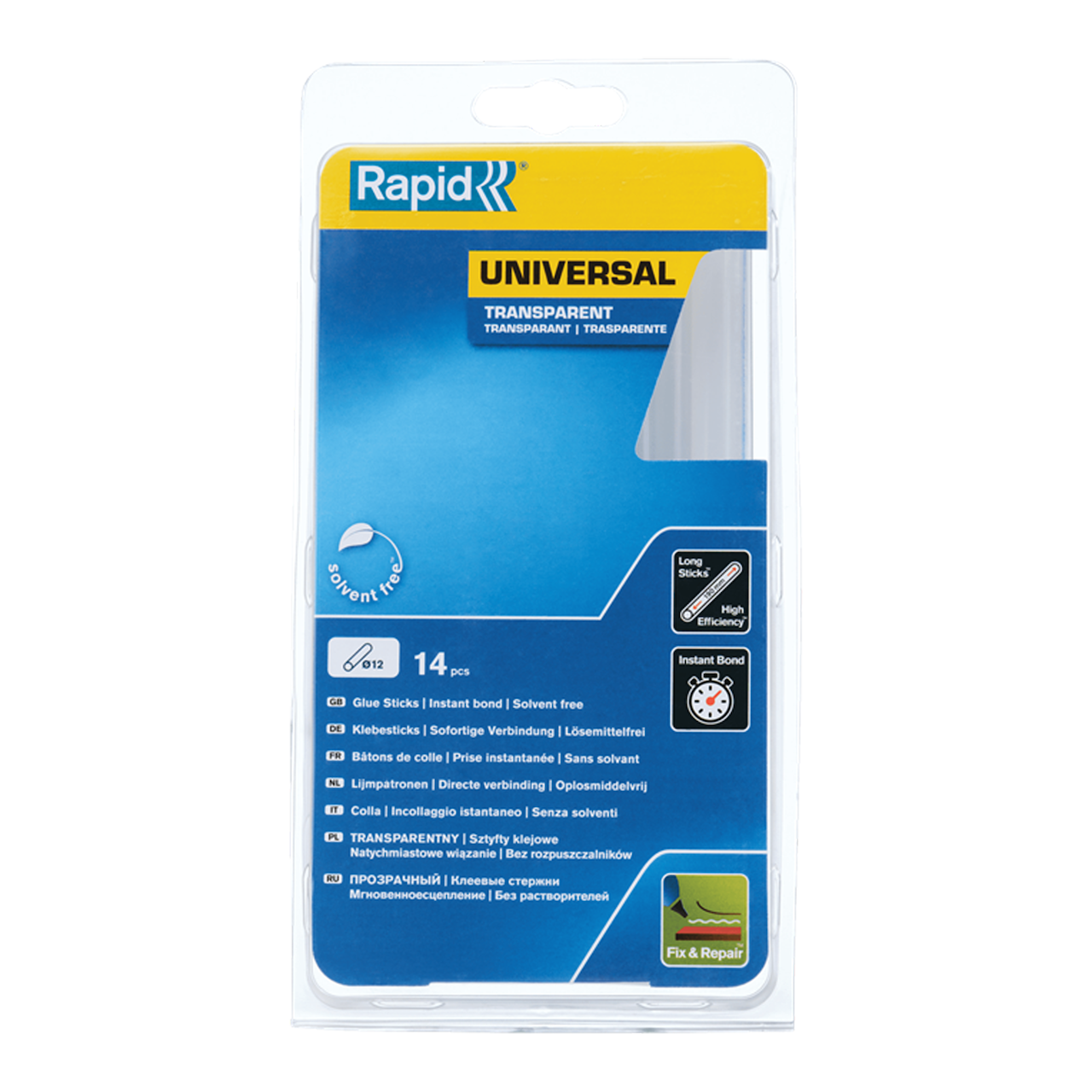RAPID LIMPINNER 12MM 14ST UNIVERSAL TRANSPARENT