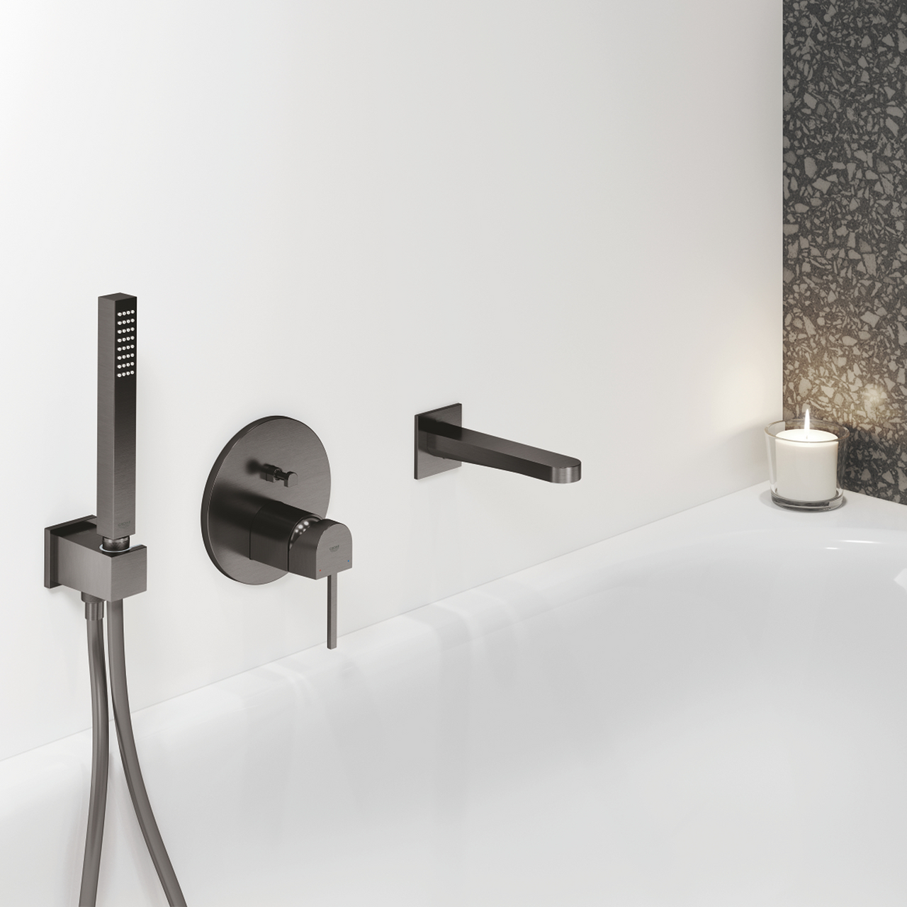 GROHE PLUS BADEKARBATTERI FOR INNBYGGING BØRSTET HARD GRAFITT