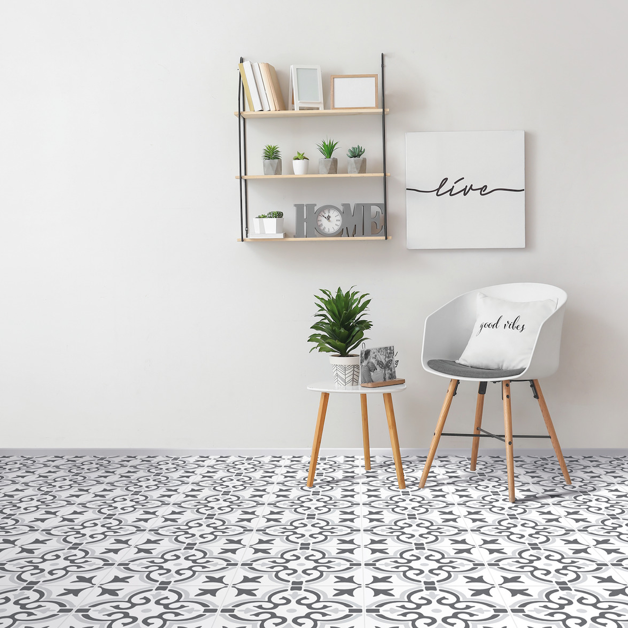 D-C-FIX CLASSIC SELVKLEBENDE GULVFLISER MOTIF GREY