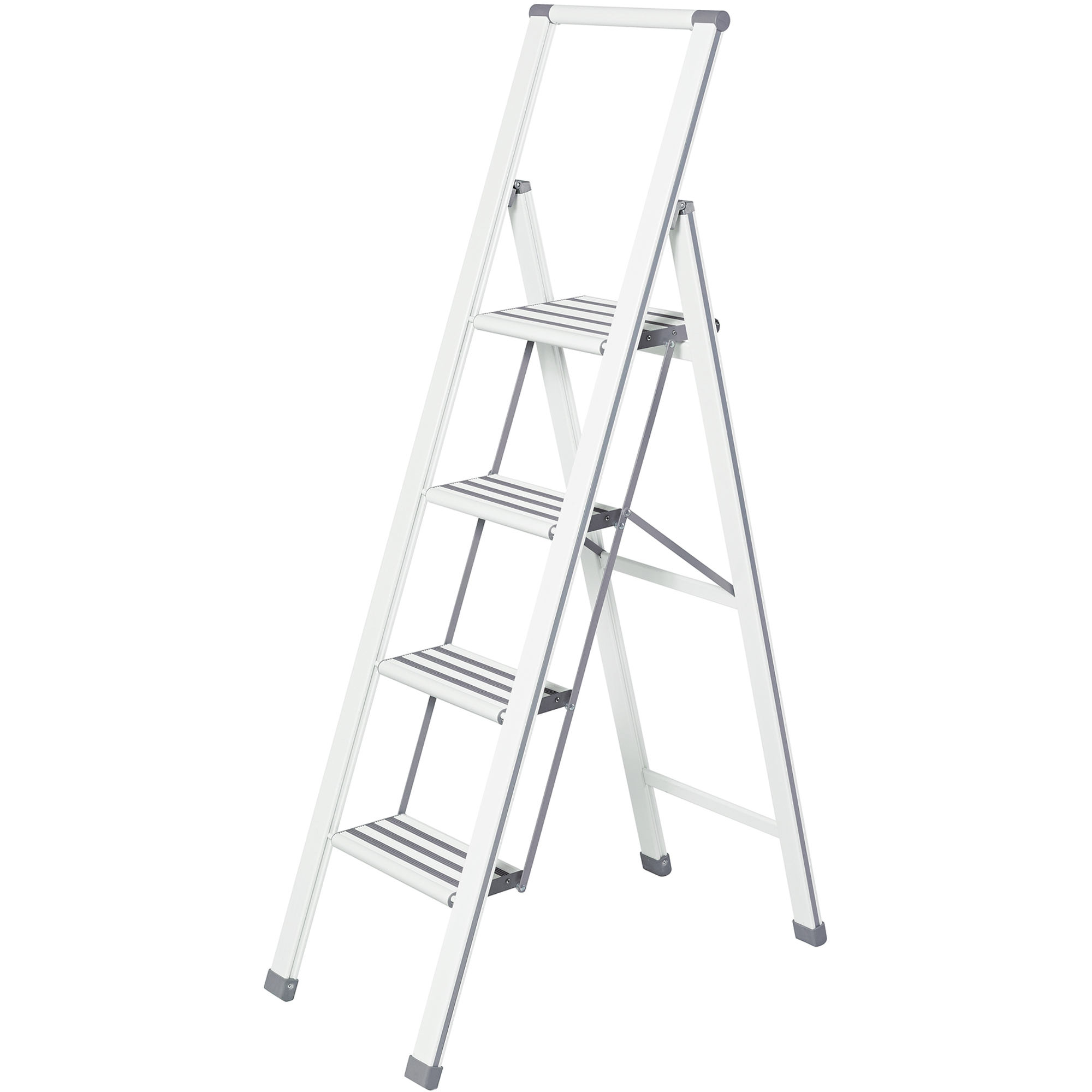 WENKO ALU-DESIGN STIGE MED 4 TRINN HVIT | Megaflis.no