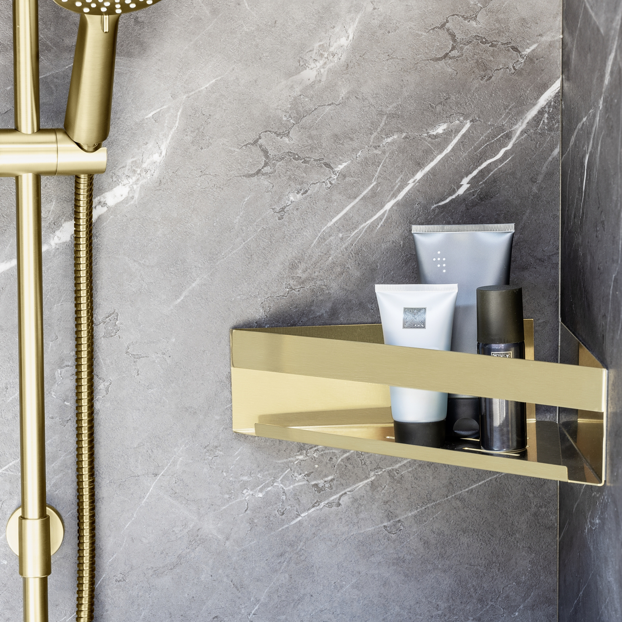 WENKO GENOVA HJØRNEHYLLE TURBOLOC MESSING