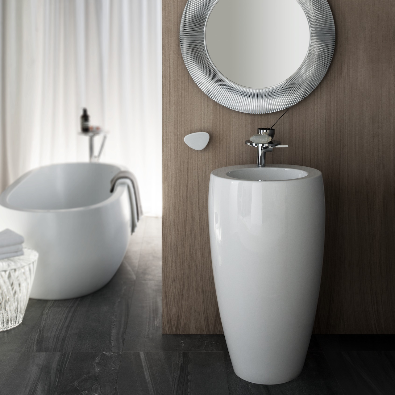 LAUFEN IL BAGNO ALESSI FRITTSTÅENDE SERVANT Ø53 CM LCC HVIT