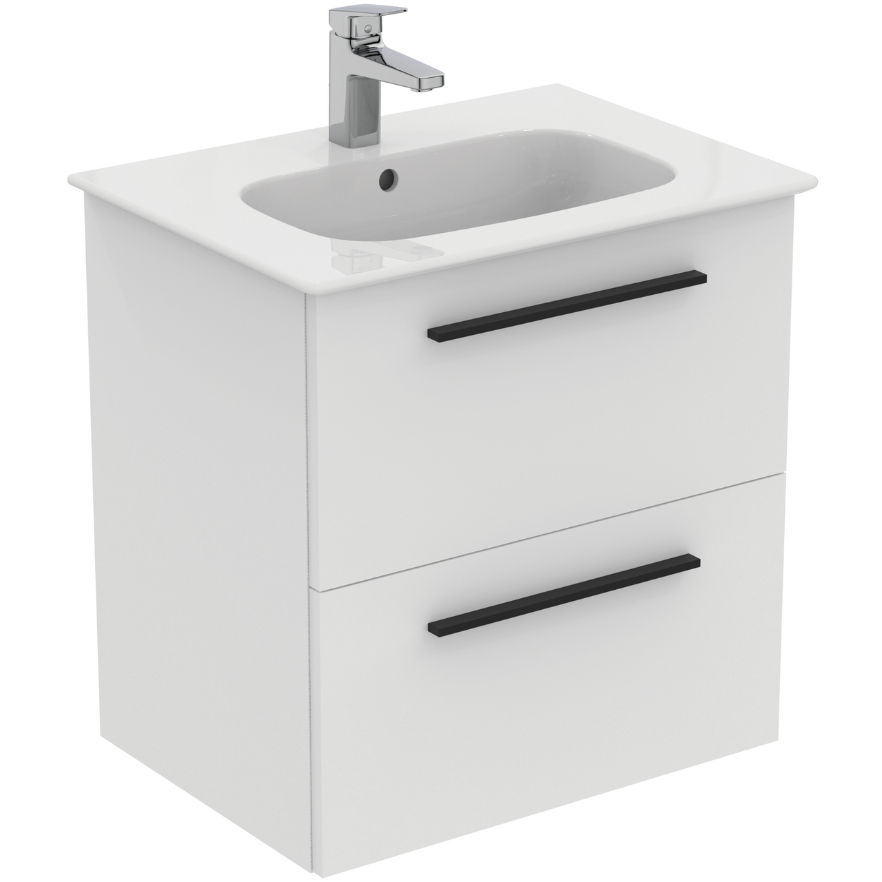 IDEAL STANDARD I.LIFE A BADEROMSMØBEL 640X460 MATT HVIT M/SORT HÅNDTAK