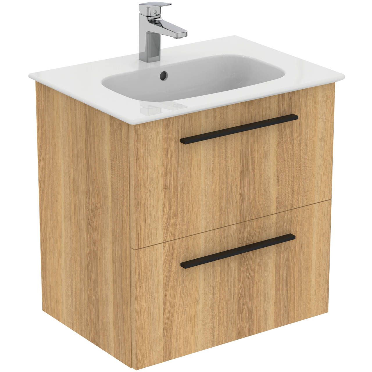 IDEAL STANDARD I.LIFE A BADEROMSMØBEL 640X460 NATURAL OAK M/SORT HÅNDTAK