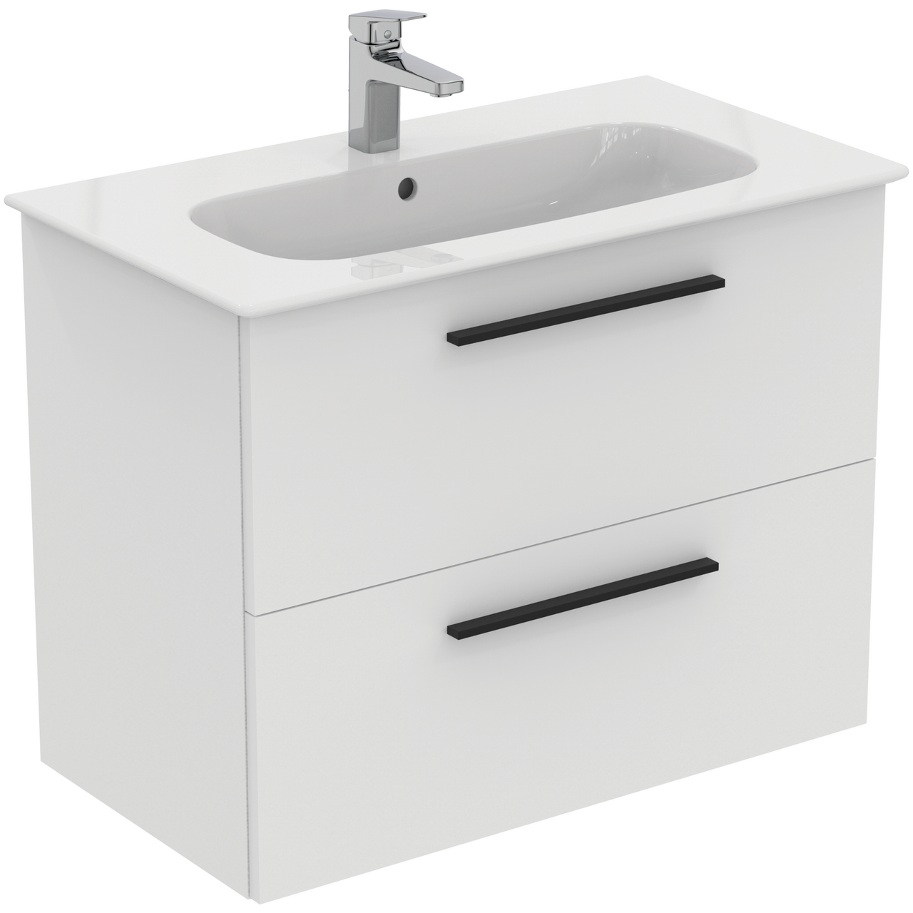 IDEAL STANDARD I.LIFE A BADEROMSMØBEL 840X460 MATT HVIT M/SORT HÅNDTAK