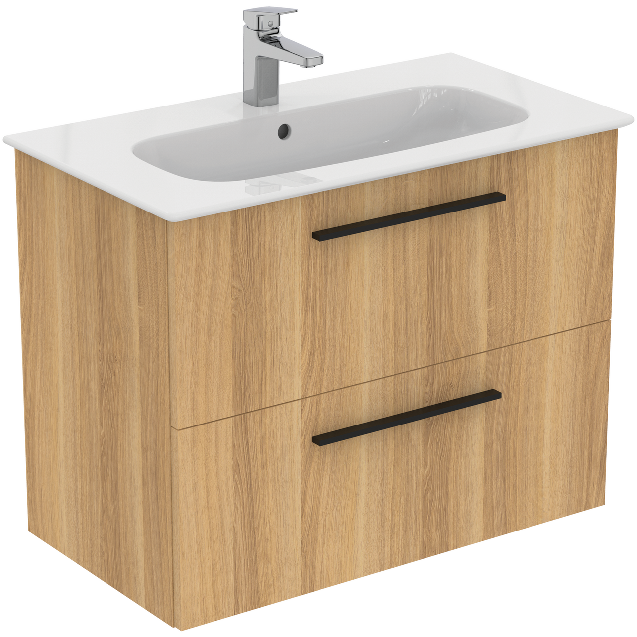 IDEAL STANDARD I.LIFE A BADEROMSMØBEL 840X460 NATURAL OAK M/SORT HÅNDTAK