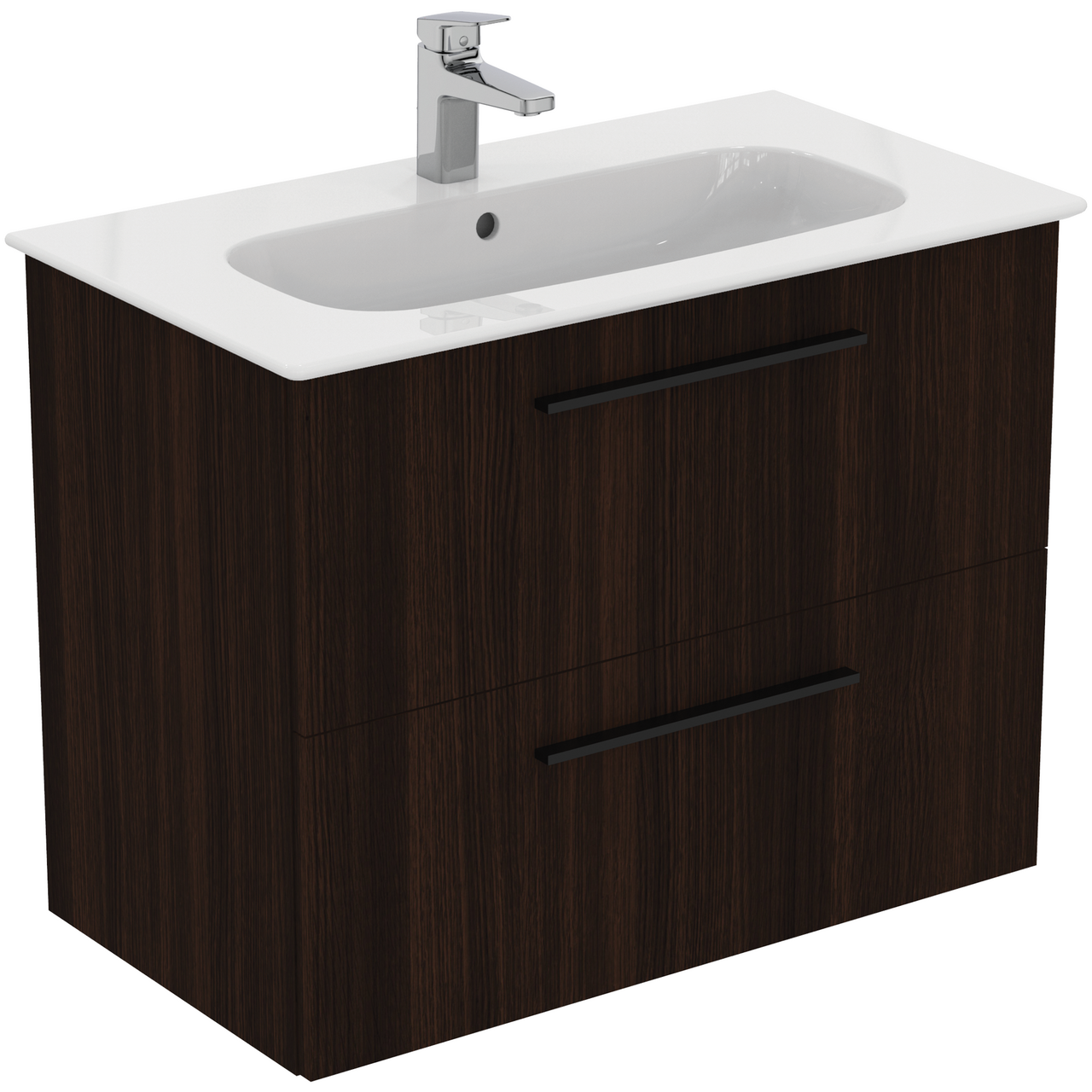 IDEAL STANDARD I.LIFE A BADEROMSMØBEL 840X460 COFFEE OAK M/SORT HÅNDTAK