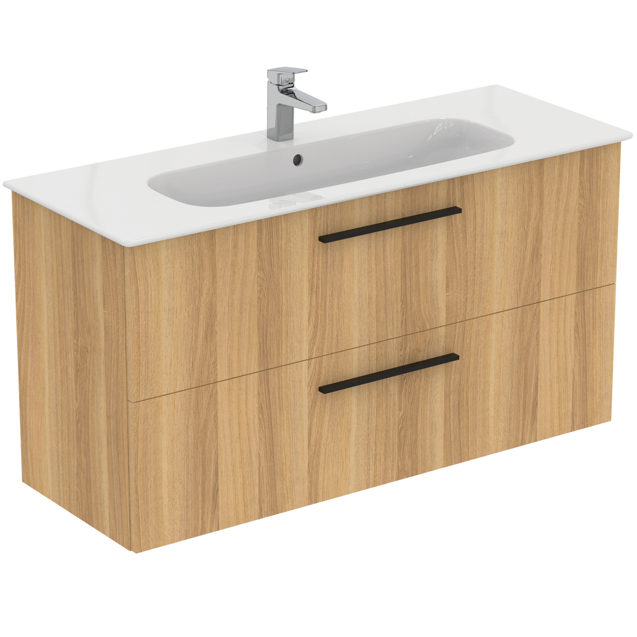 IDEAL STANDARD I.LIFE A BADEROMSMØBEL 1240X460 NATURAL OAK M/SORT HÅNDTAK