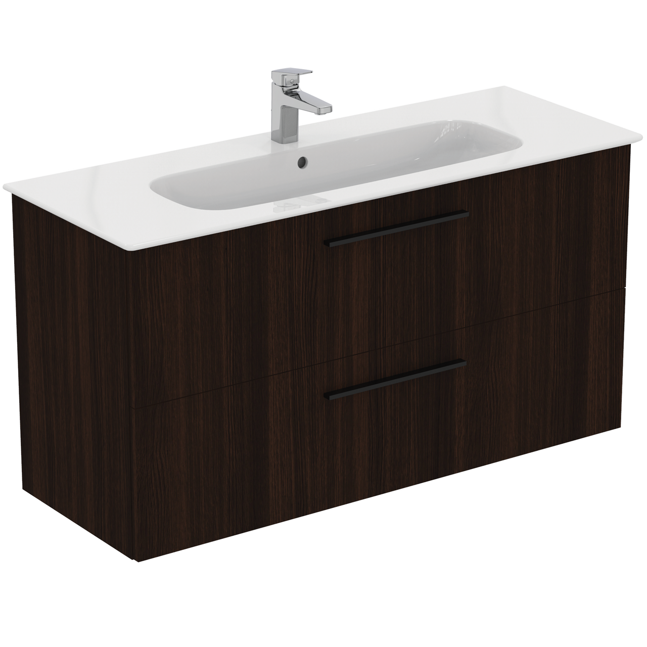 IDEAL STANDARD I.LIFE A BADEROMSMØBEL 1240X460 COFFEE OAK M/SORT HÅNDTAK