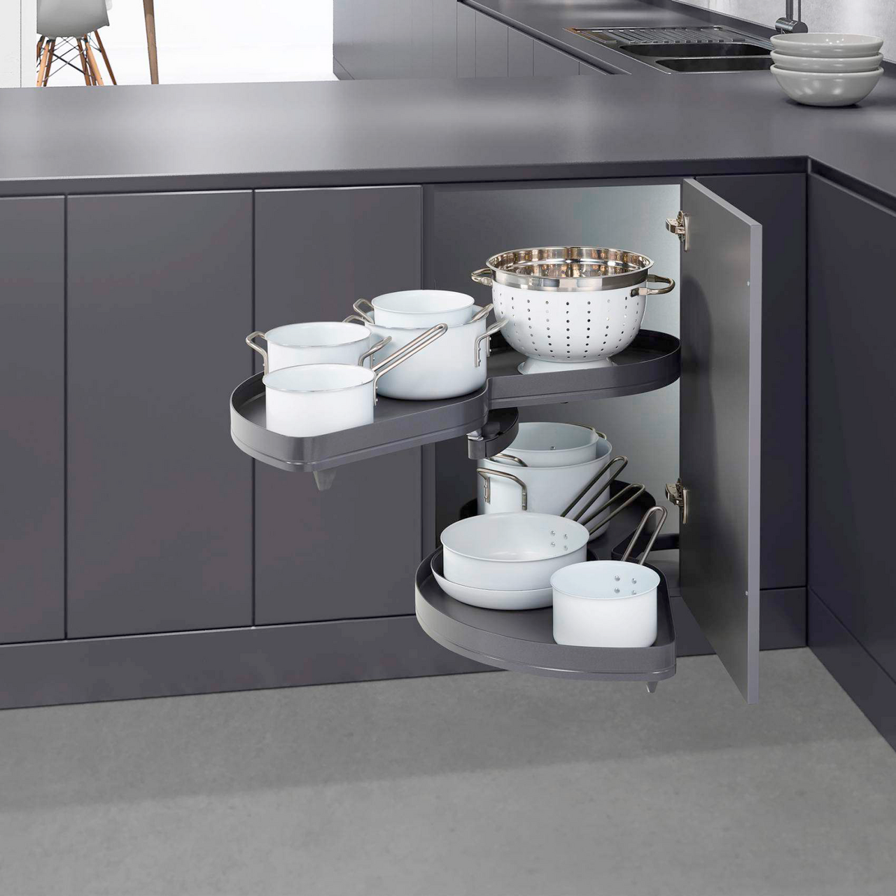 KESSEBÖHMER LEMANS II 400MM, VENSTRE ARENA PLUS PURE ANTRASITT