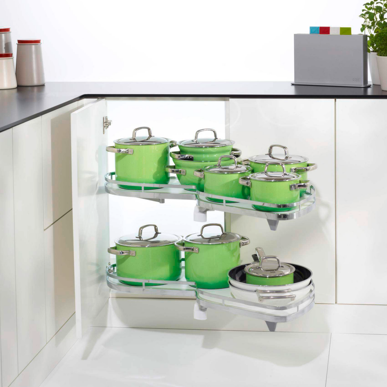 KESSEBÖHMER LEMANS II 450MM, HØYRE ARENA PLUS STYLE HVIT/KROM