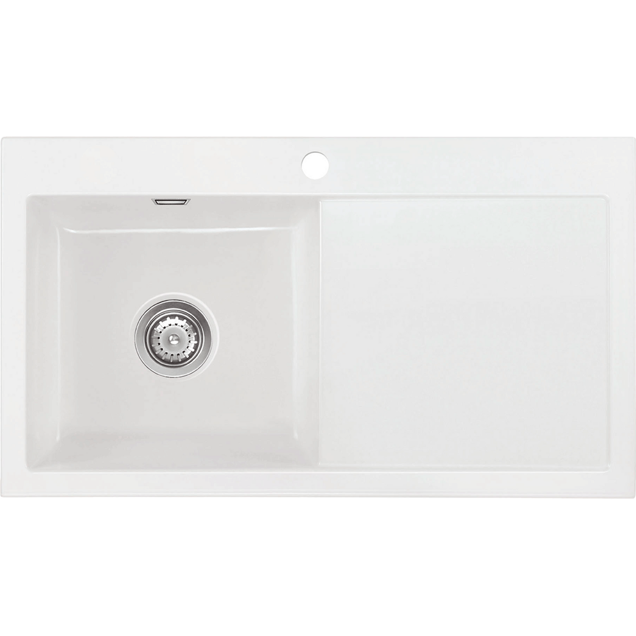 LAVABO MERA 90 KERAMIKK KJØKKENVASK HVIT M/KROM BUNNVENTIL