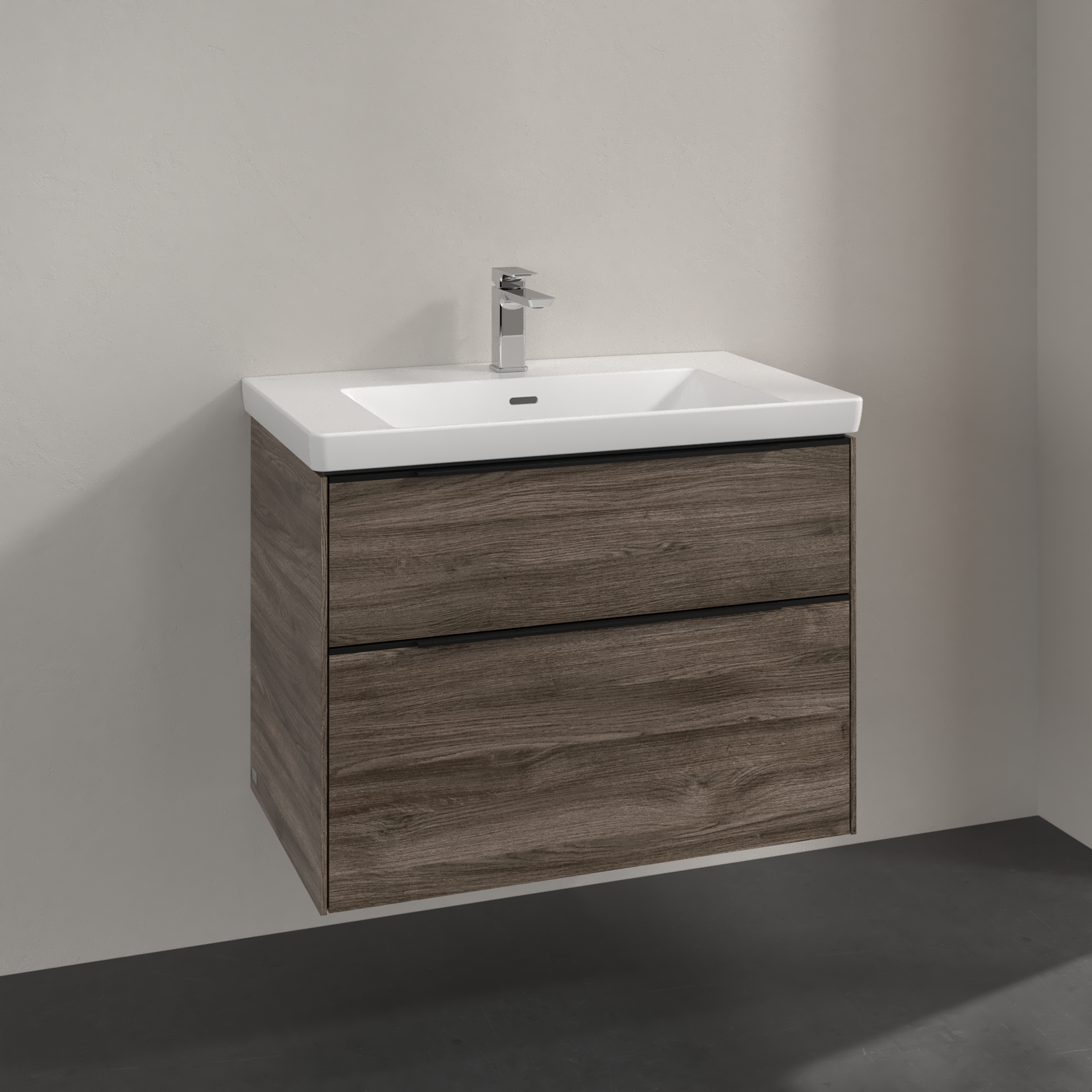 V&B SUBWAY 3.0 SERVANTSKAP 77X57 STONE OAK HÅNDTAK I VOLCANO BLACK