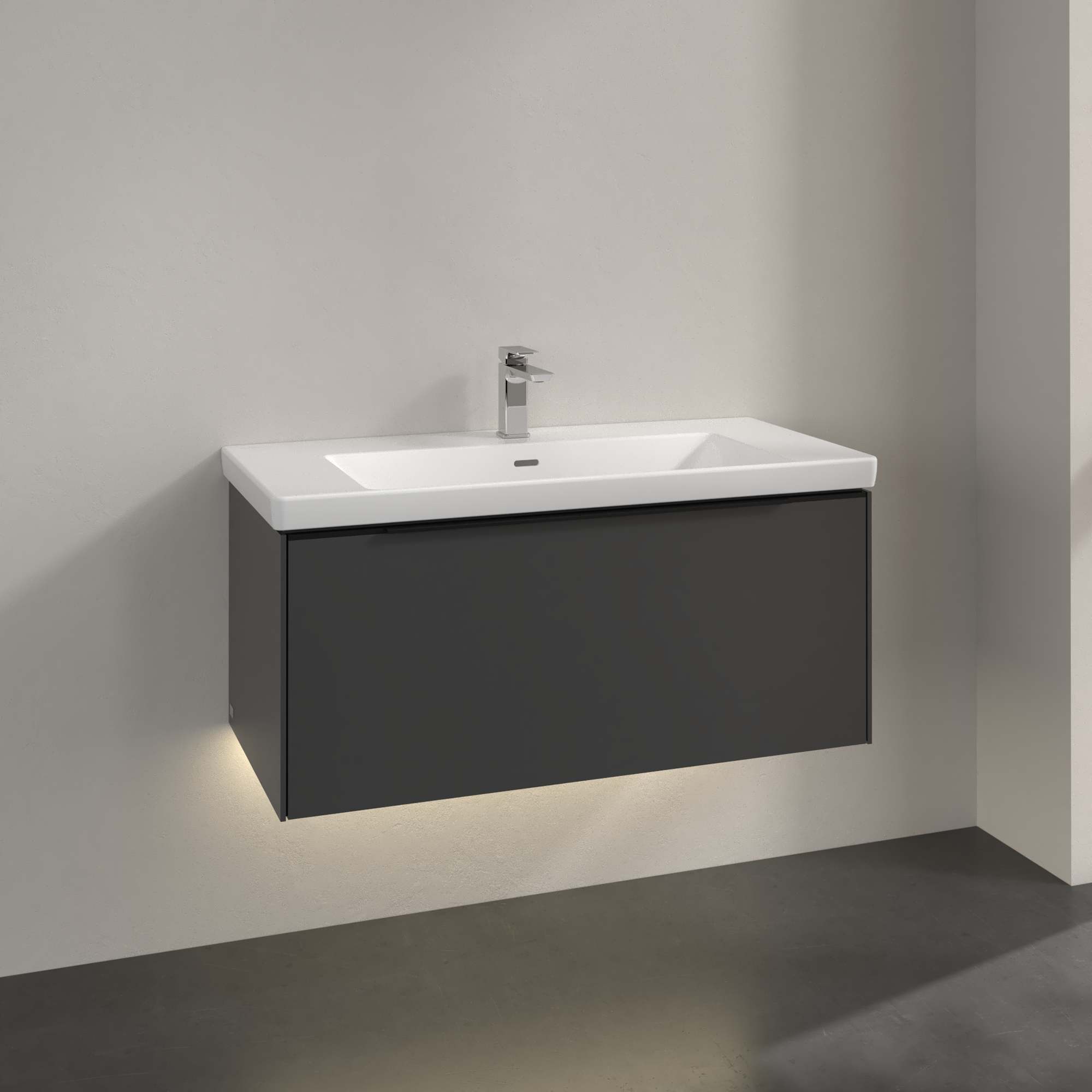 V&B SUBWAY 3.0 SERVANTSKAP 97X42 BLACK GRAPHITE M/LYS HÅNDTAK I VOLCANO