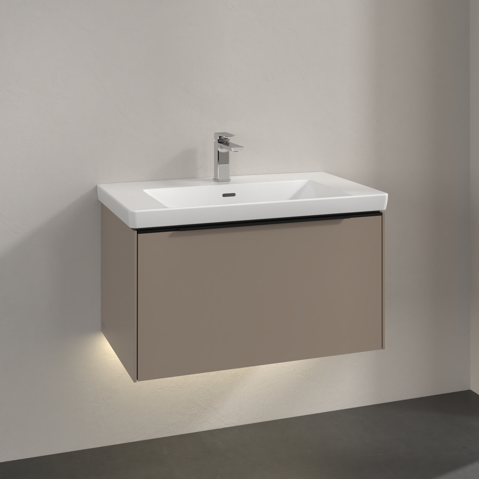 V&B SUBWAY 3.0 SERVANTSKAP 77X42 BLACK TAUPE M/LYS HÅNDTAK I VOLCANO