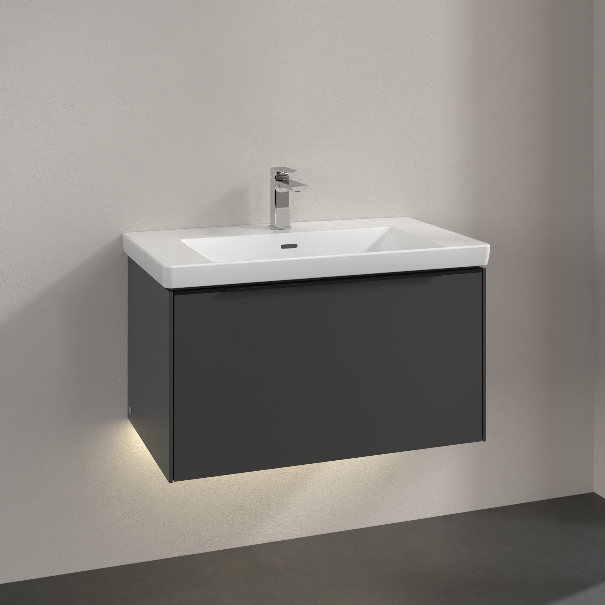 V&B SUBWAY 3.0 SERVANTSKAP 77X42 BLACK GRAPHITE M/LYS HÅNDTAK I VOLCANO