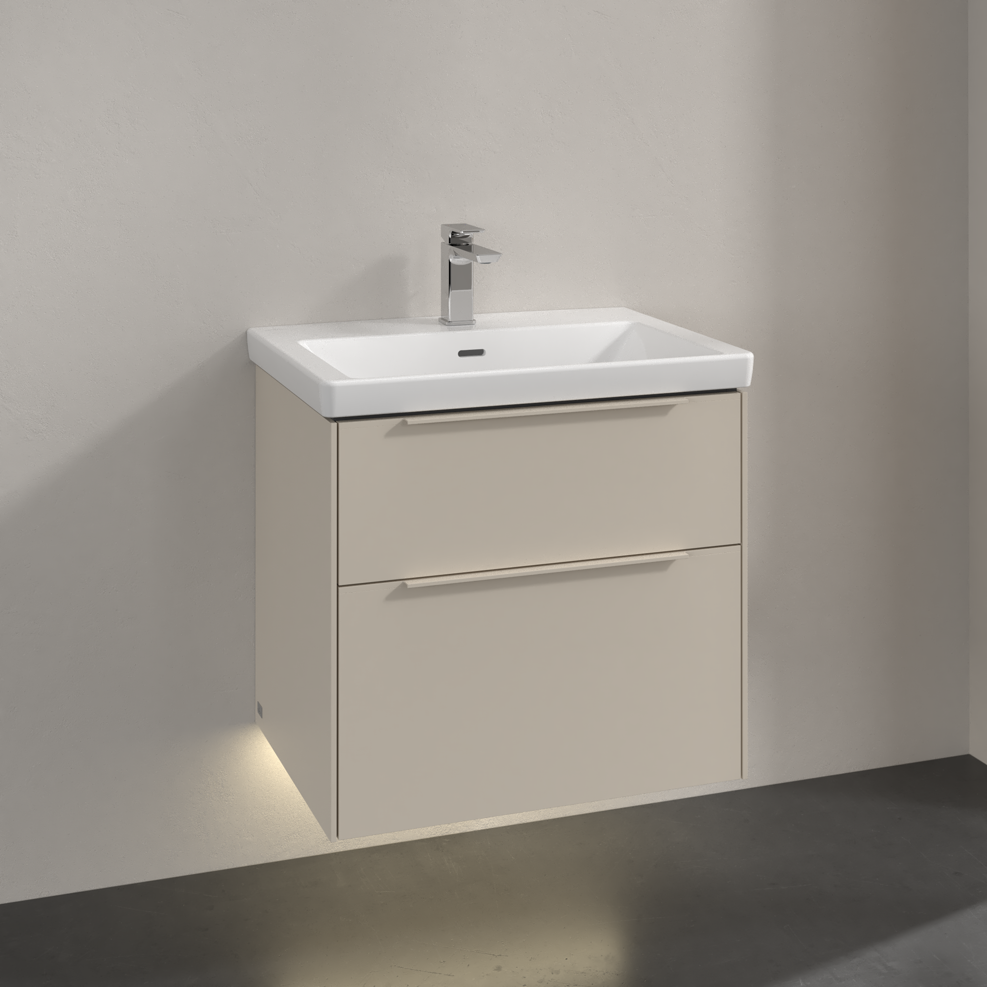 V&B SUBWAY 3.0 SERVANTSKAP 62X57 CASHMERE GREY M/LYS HÅNDTAK I MØBELETS FARGE