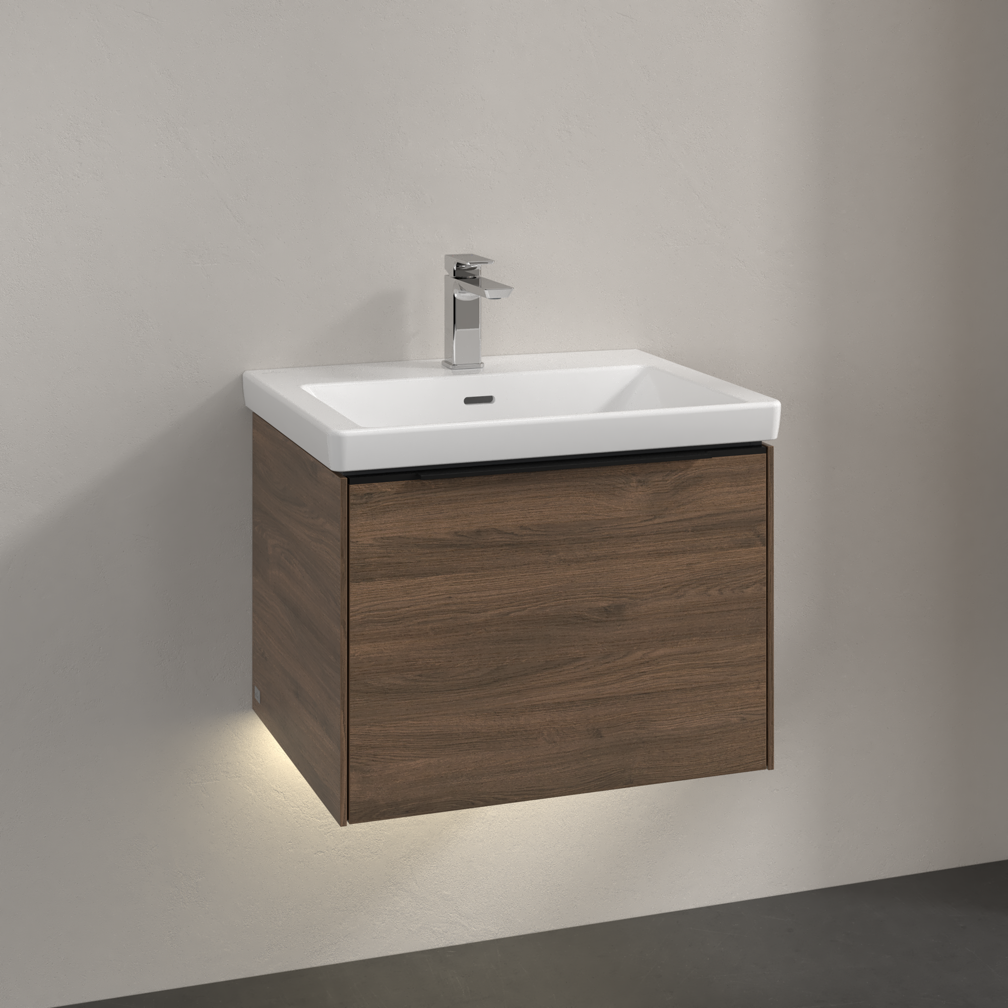 V&B SUBWAY 3.0 SERVANTSKAP 57X42 ARIZONA OAK M/LYS HÅNDTAK I VOLCANO BLACK