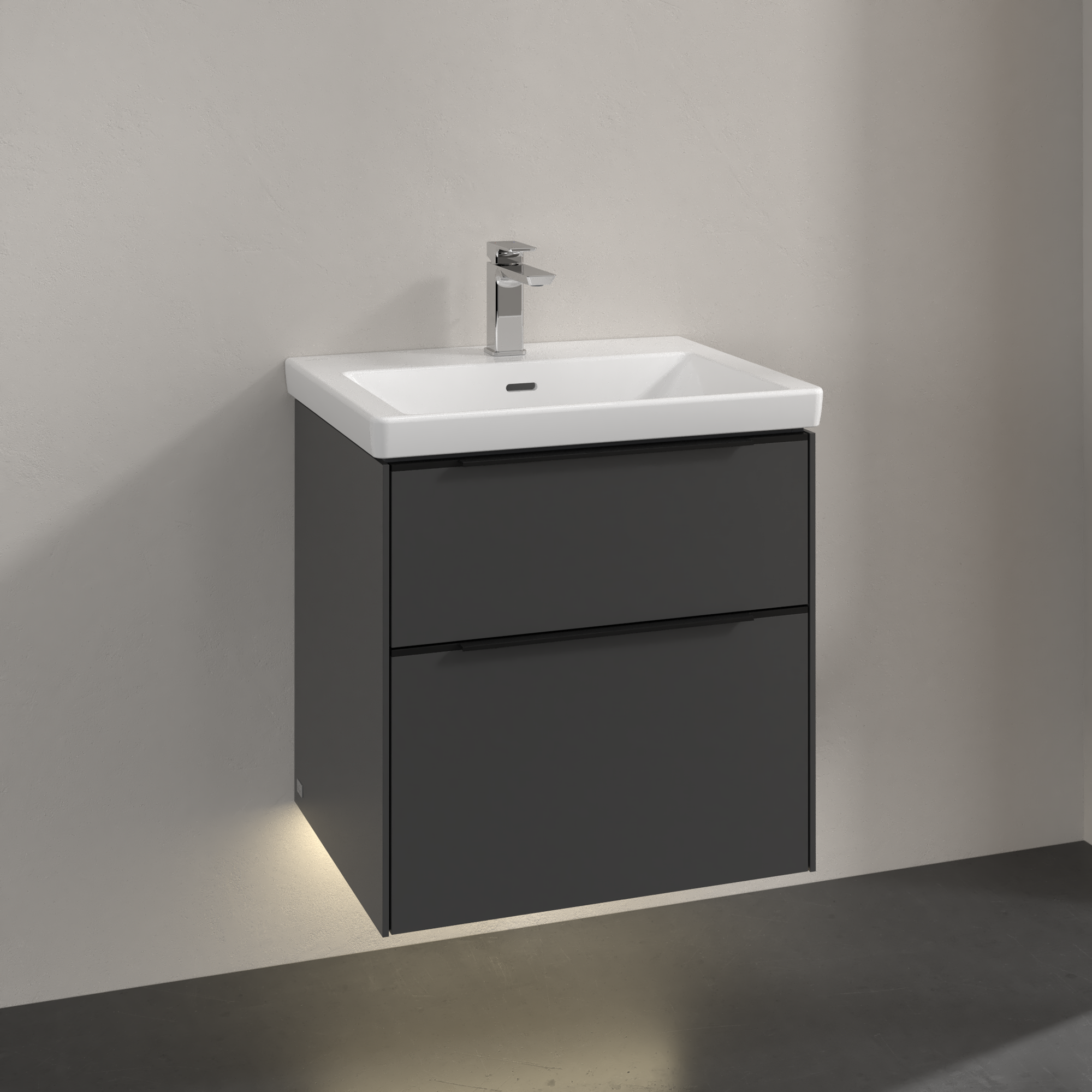 V&B SUBWAY 3.0 SERVANTSKAP 57X47 BLACK GRAPHITE M/LYS HÅNDTAK I VOLCANO