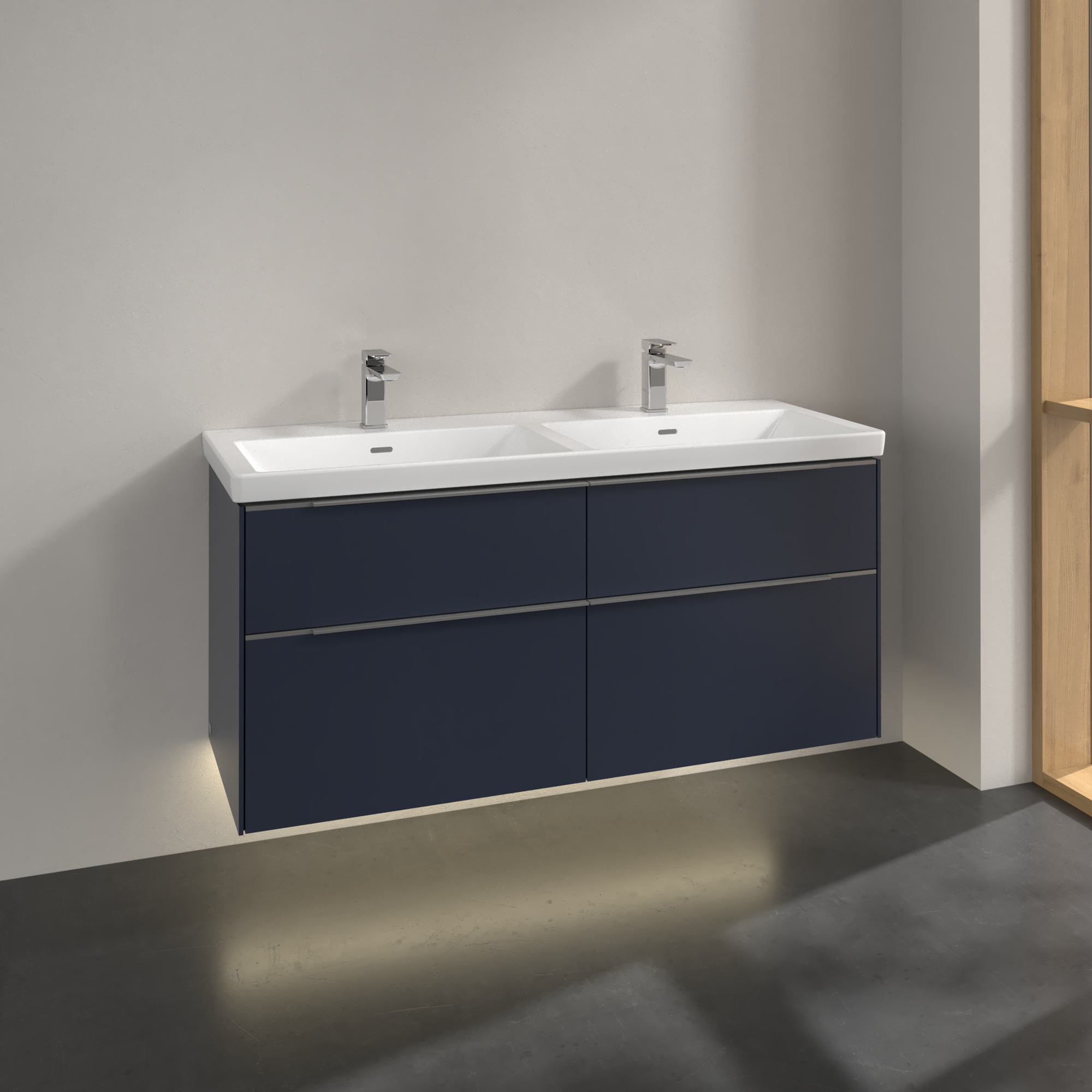 V&B SUBWAY 3.0 SERVANTSKAP 127X57 F/DOBBEL SERVANT MARINE BLUE M/LYS HÅNDTAK I KROM