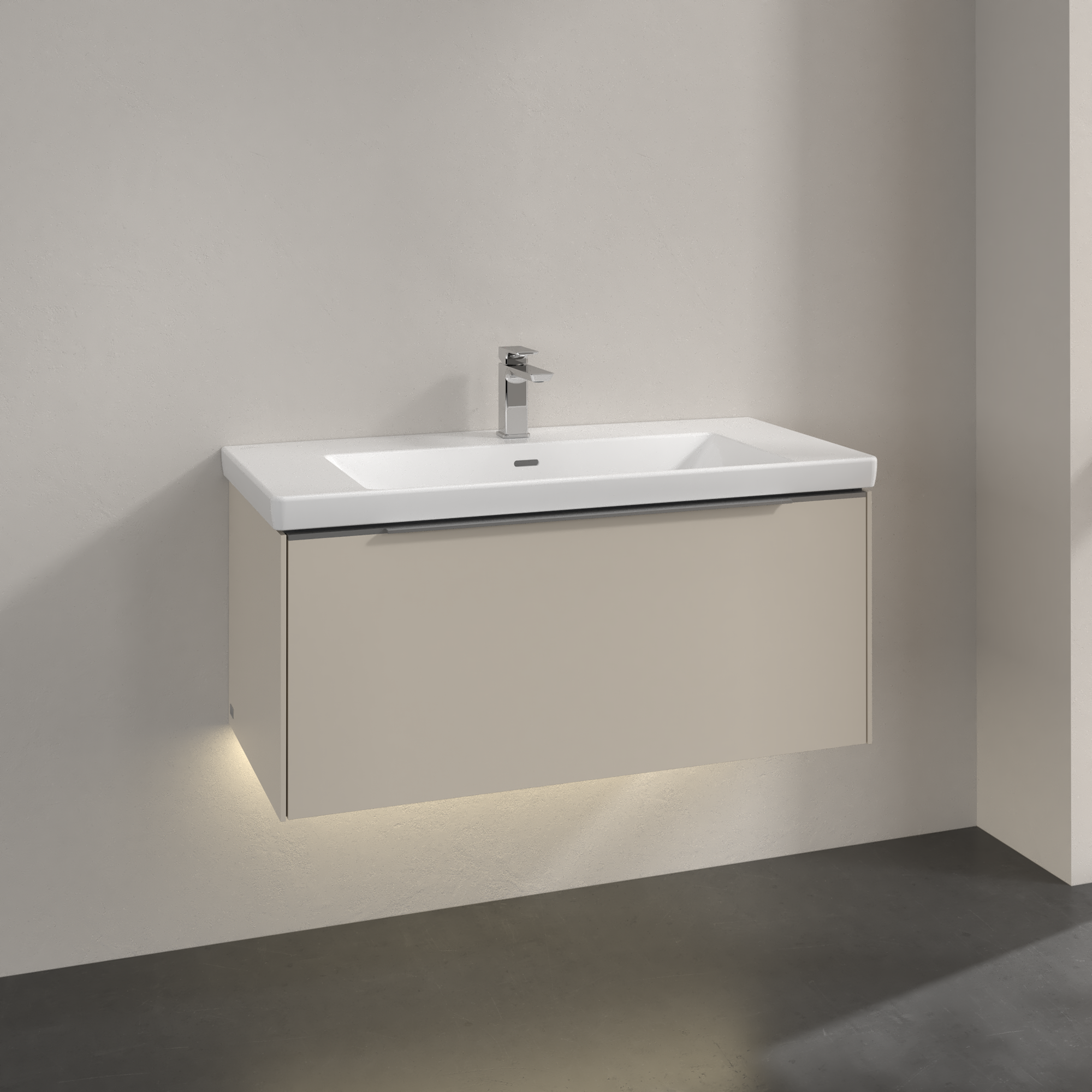 V&B SUBWAY 3.0 SERVANTSKAP 97X42 CASHMERE GREY M/LYS HÅNDTAK I KROM