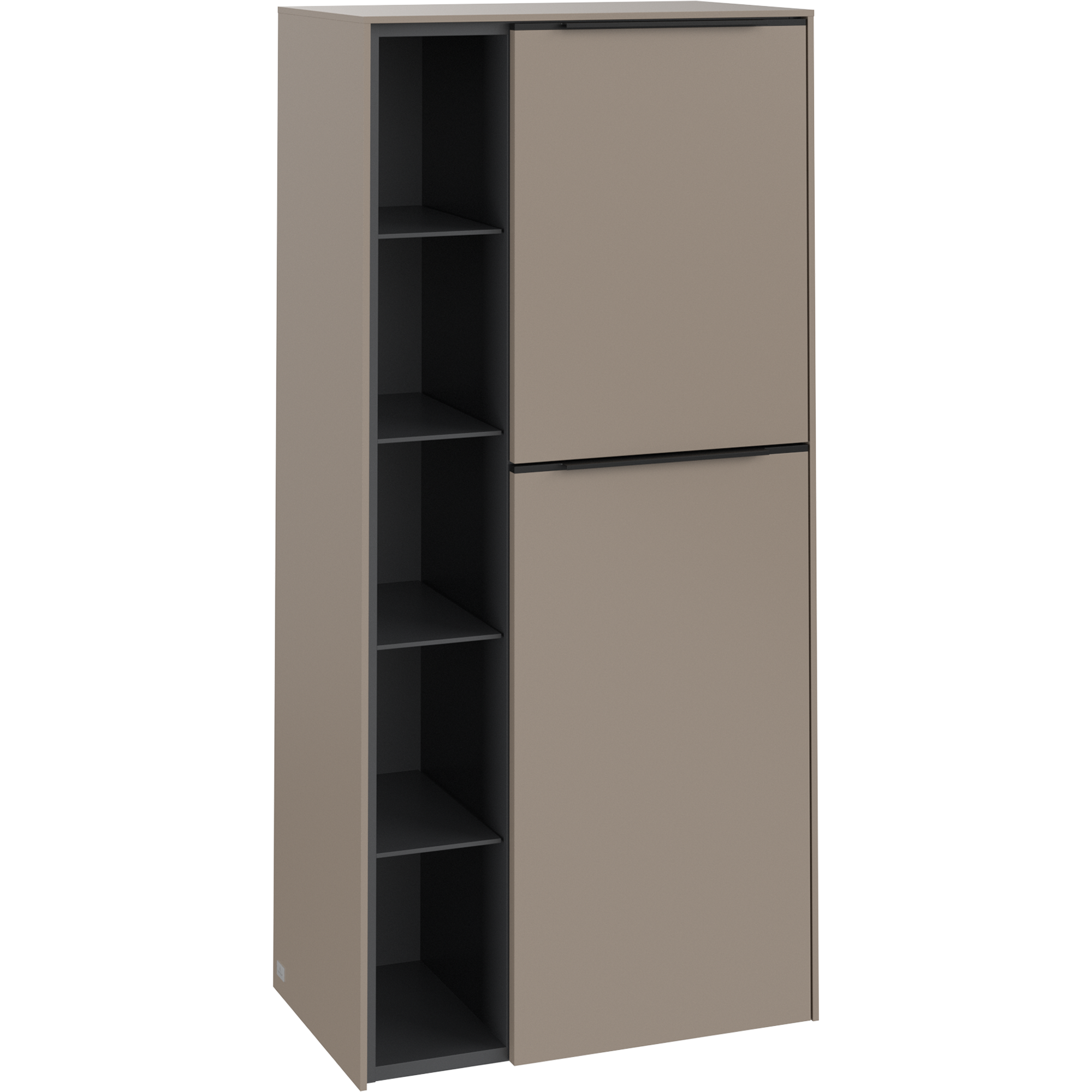 V&B SUBWAY 3.0 SIDESKAP 57X120 HØYRE TAUPE HÅNDTAK I VOLCANO BLACK